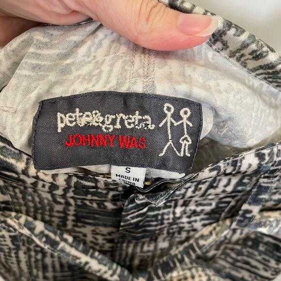 Johnny Was Pete & Greta Silk Straight Leg Pants Belted Printed S - Picture 3 of 7